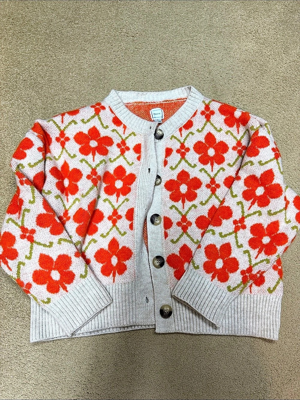 maeve Floral Cardigan in Gray & Red Size XS Like New